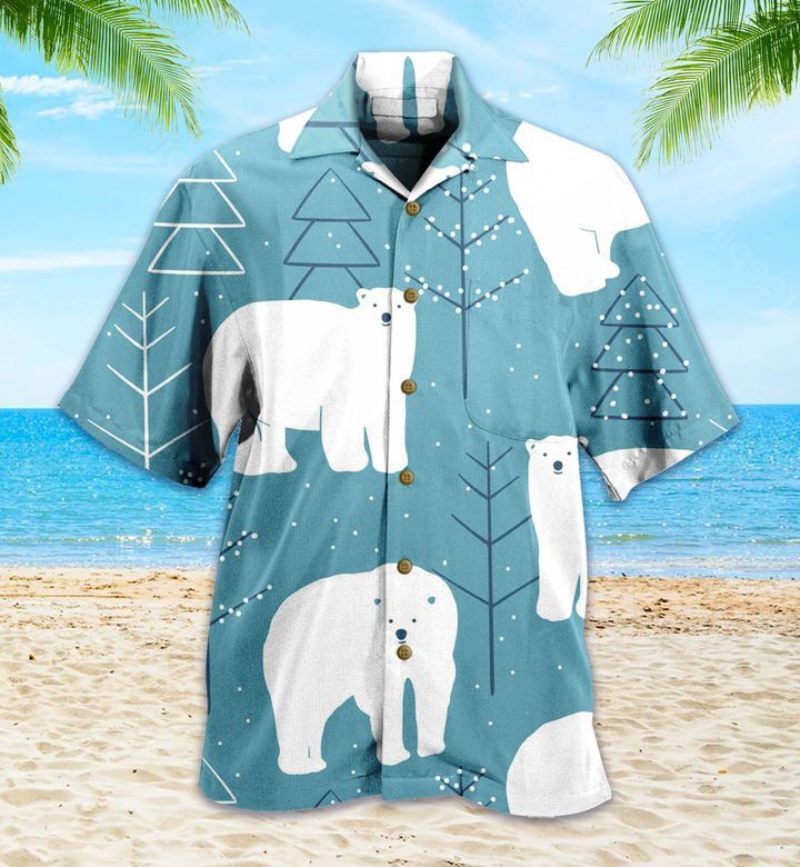 Polar Bear Fabric Green Hawaiian Shirt 3D Summer Gifts