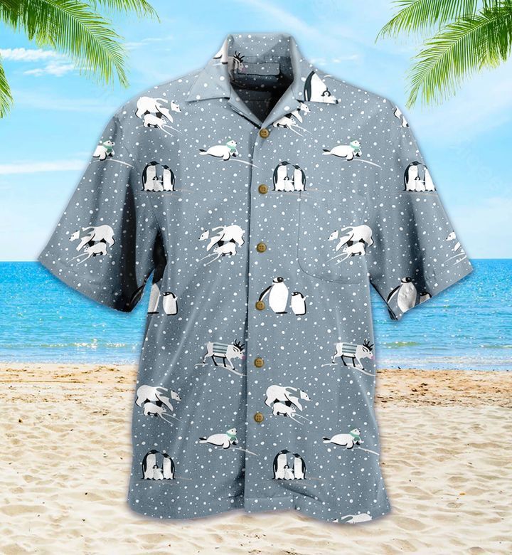 Polar Bear Grey Hawaiian Shirt 3D Summer Gifts