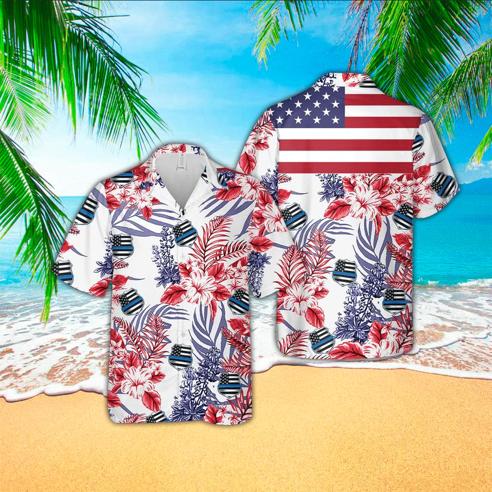 Police American Flag Shirt, Police Trendy Hawaiian Shirt For Police