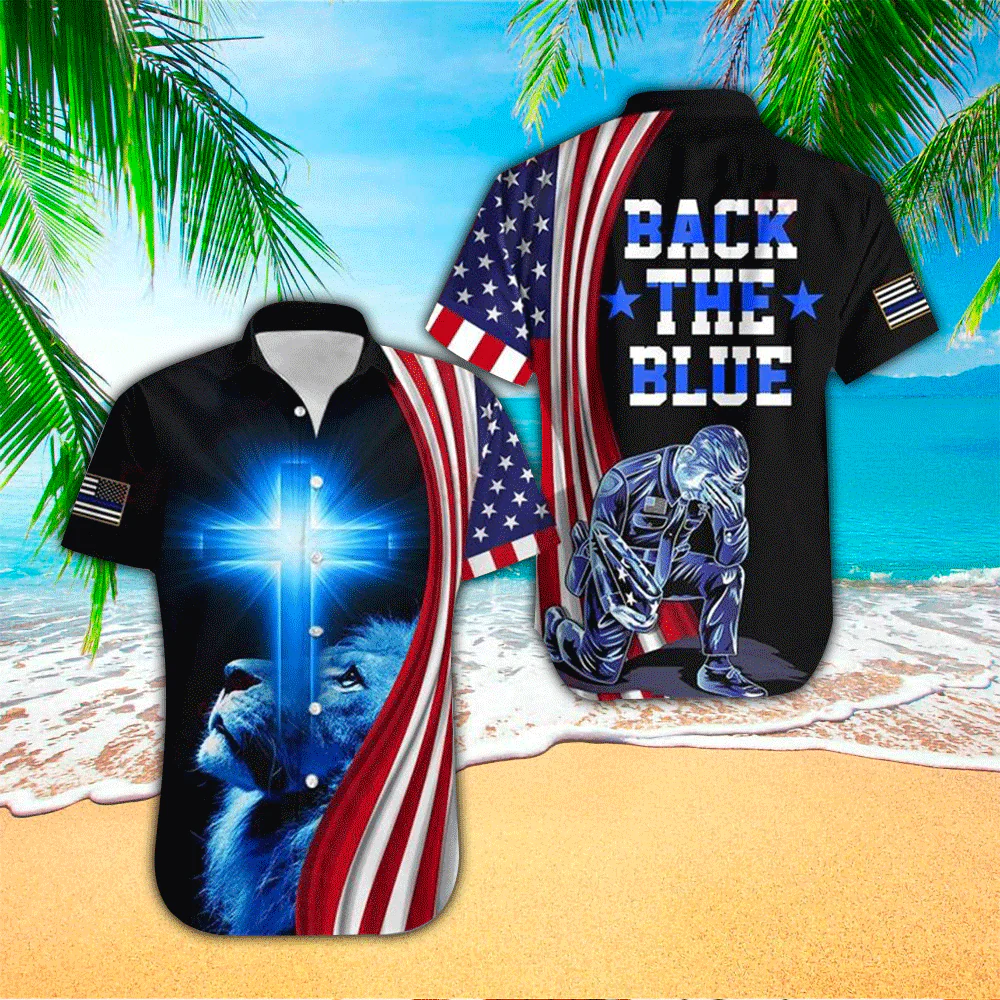 Police Back The Blue All Over Printed Trendy Hawaiian Shirt