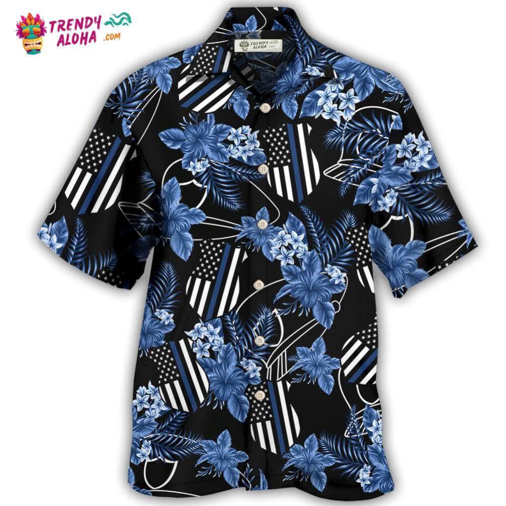 Police Blue Tropical Floral Hawaiian Shirt – Trendy Aloha Police Blue Tropical Floral Hawaiian Shirt – Trendy Aloha