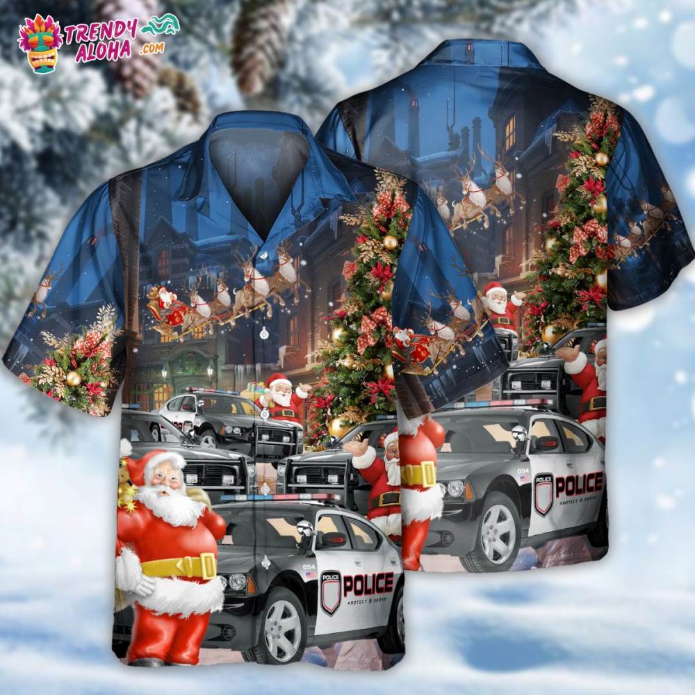 Police Car Santa Merry Christmas Hawaiian Shirt – Trendy Aloha