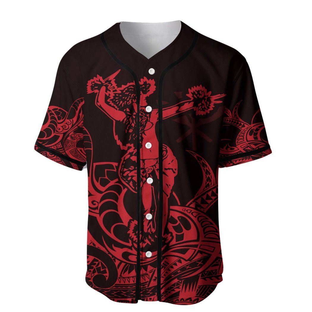 Polynesian Hawaiian Hula Girl Neon Red Baseball Tee Jersey Shirts 3D