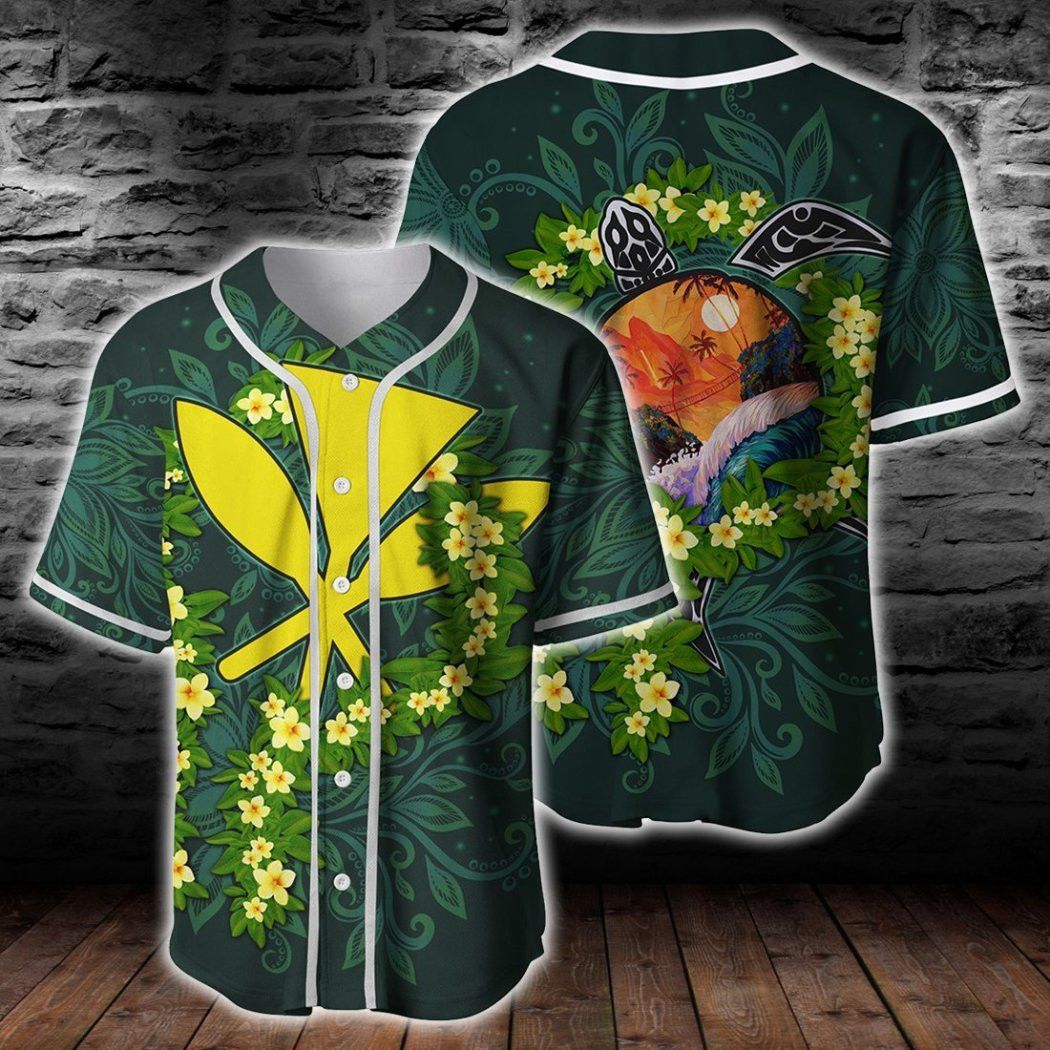 Polynesian Hawaiian Ti Leaf Lei Turtle Baseball Tee Jersey Shirts 3D
