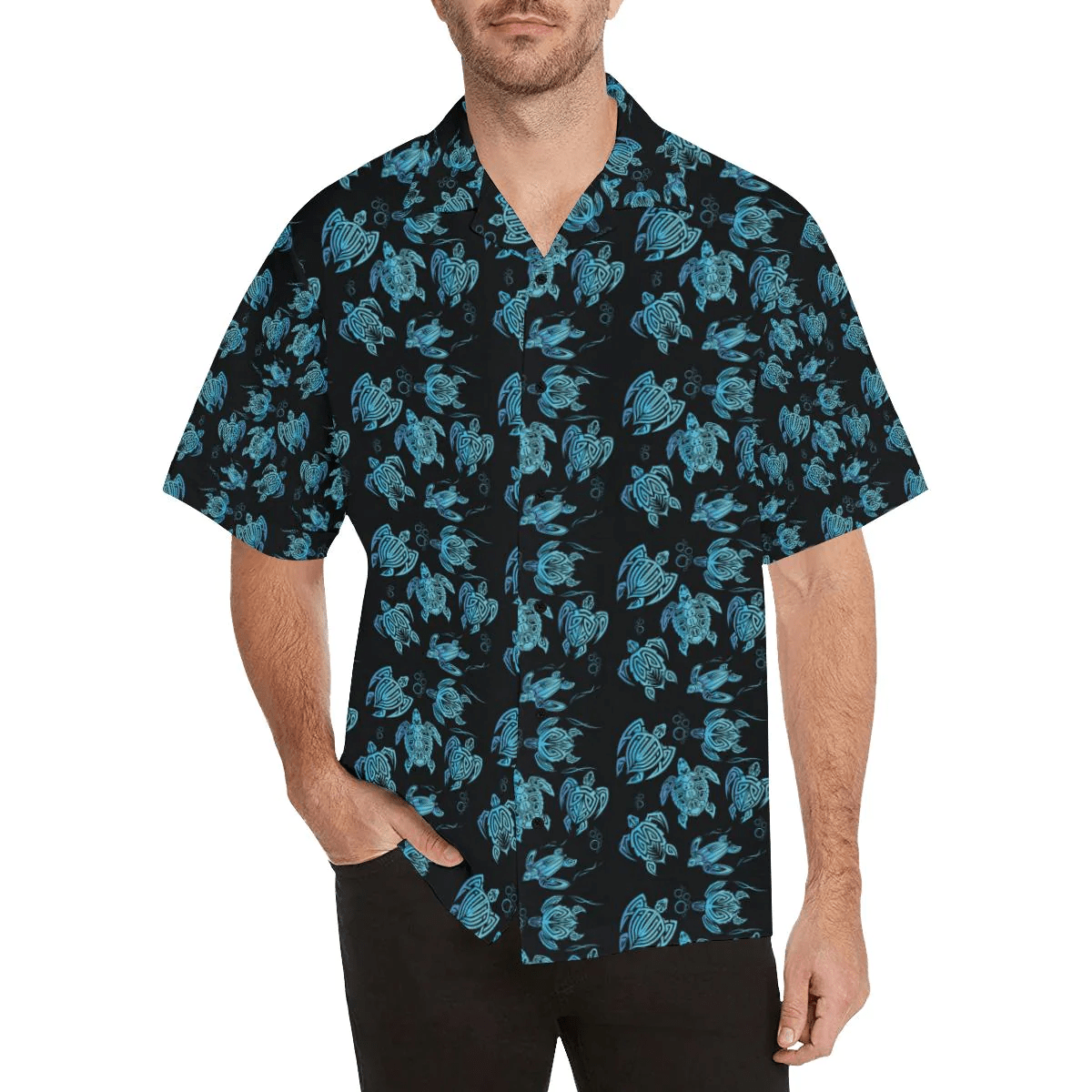 Polynesian Tribal Turtle Themed Hawaiian Shirt for Beach Lovers