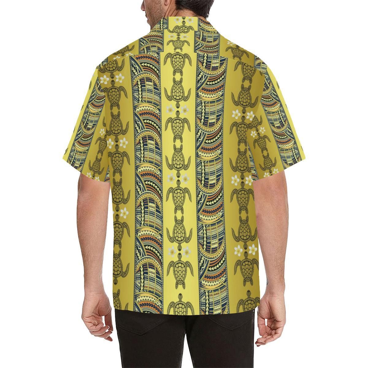 Polynesian Turtle Hawaiian Design Print Trendy Hawaiian Shirt, Turtle Lover Trendy Hawaiian Shirt For