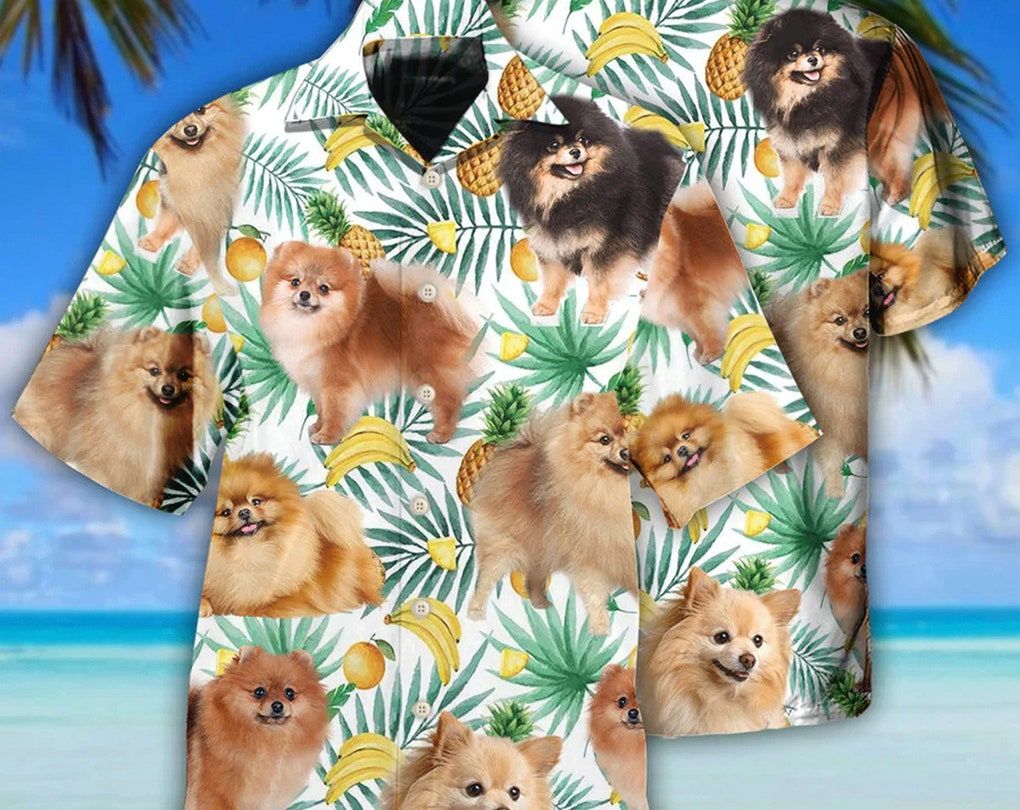 Pomeranian Dog Banana Tropical Style, Personalized Pet Aloha Shirt, Hawaii Shirt Party Summer, Hawaiian Set Gift, Gift For Lover Animal.