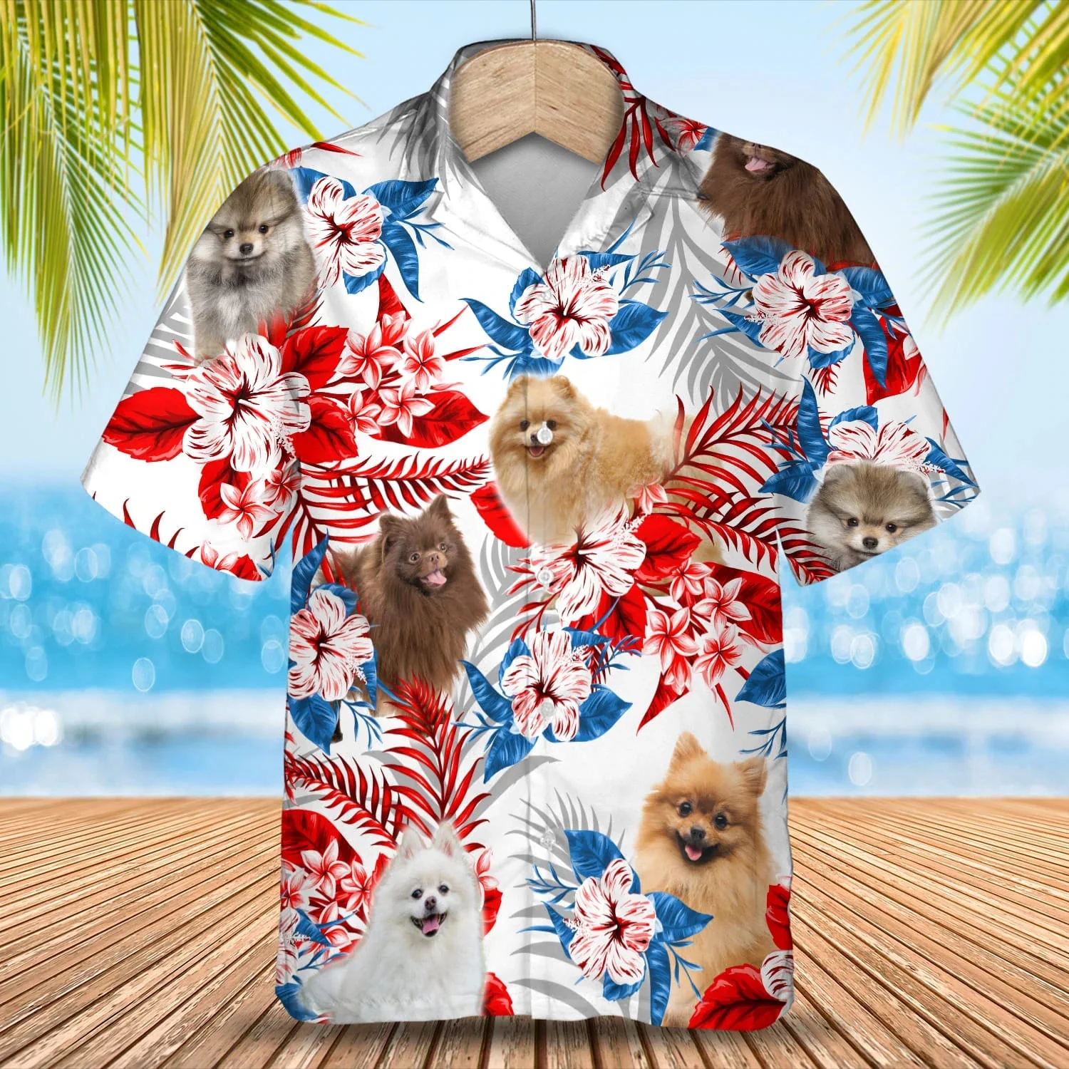 Pomeranian Flower American Flag Trendy Hawaiian Shirt, Summer Aloha Shirt, Men Trendy Hawaiian Shirt, Gift For Summer Pomeranian Flower American Flag Trendy Hawaiian Shirt, Summer Aloha Shirt, Men Trendy Hawaiian Shirt, Gift For Summer