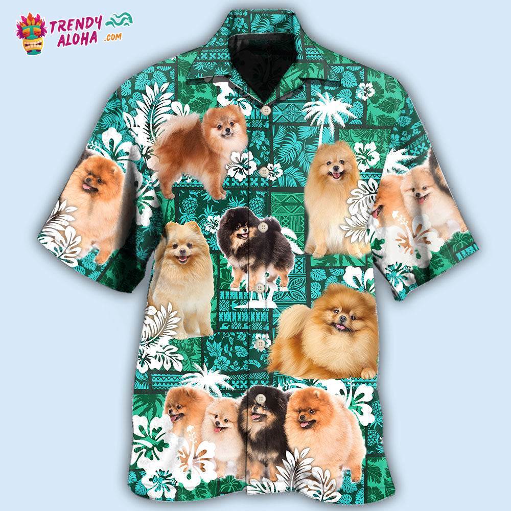 Pomeranian Green Tropical Dog Lover Hawaiian Shirt – Trendy Aloha