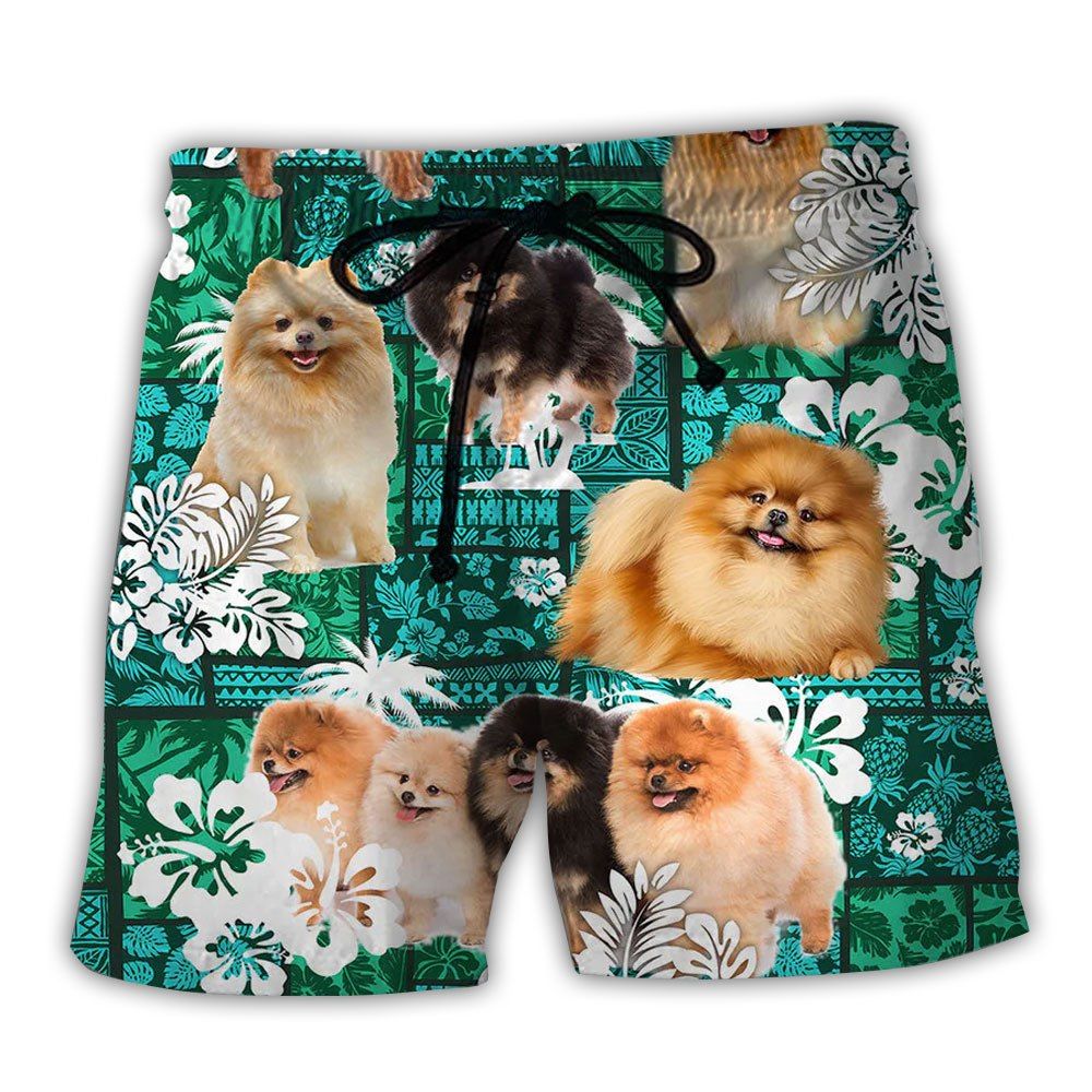 Pomeranian Tropical Dog Lover Trendy Aloha Hawaiian Beach Shorts Pomeranian Tropical Dog Lover Trendy Aloha Hawaiian Beach Shorts