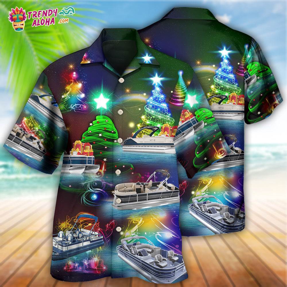 Pontoon Christmas Tree Hawaiian Shirt – Trendy Aloha