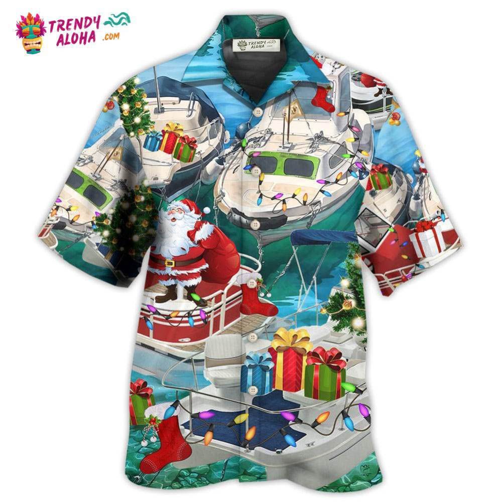 Pontoon Santa Claus’S Pontoon Is Coming To Town Hawaiian Shirt – Trendy Aloha