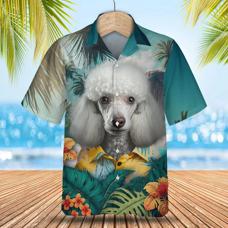 Poodle 3D Tropical Trendy Hawaiian Shirt, Dog Lover Trendy Hawaiian Shirt, Summer Trendy Hawaiian Shirt For Men And Women