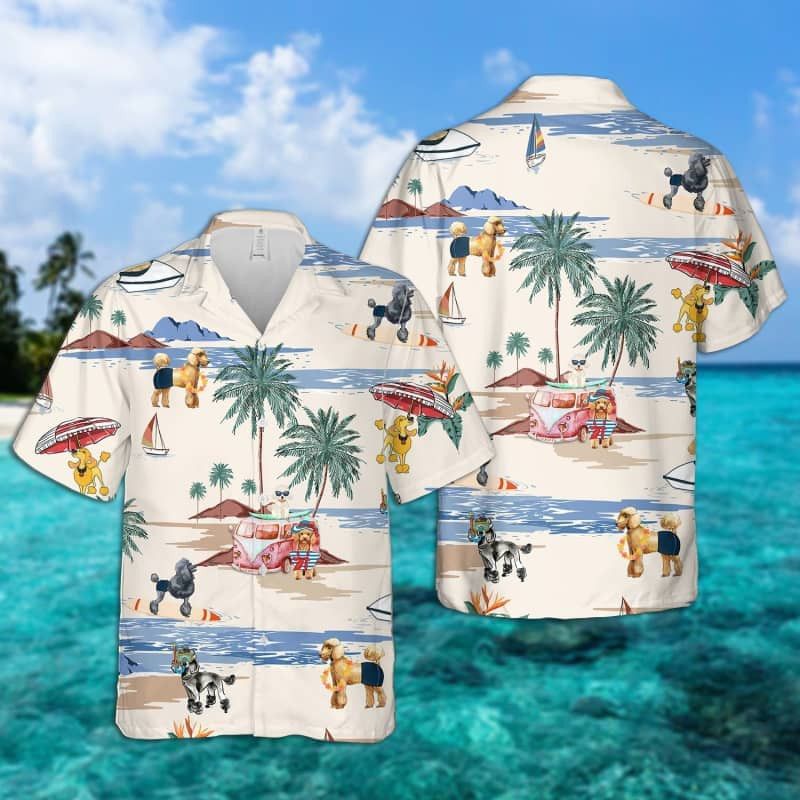 Poodle Dog Beach Hawaiian Shirt for Summer Beach Days
