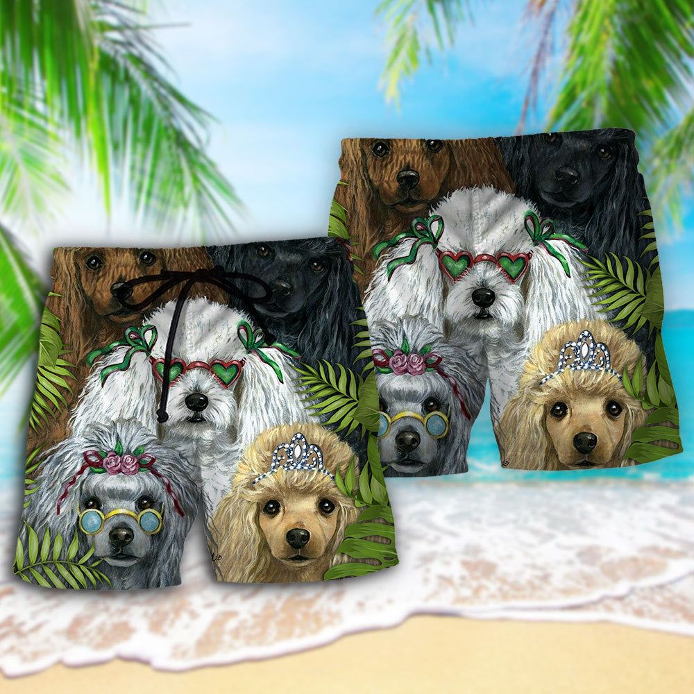 Poodle Dog Tropical Style Trendy Aloha Hawaiian Beach Shorts