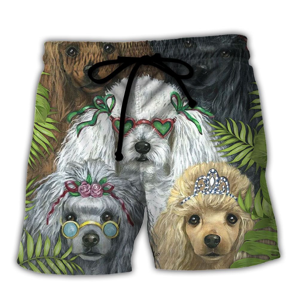 Poodle Dog Tropical Style Trendy Aloha Hawaiian Beach Shorts Poodle Dog Tropical Style Trendy Aloha Hawaiian Beach Shorts