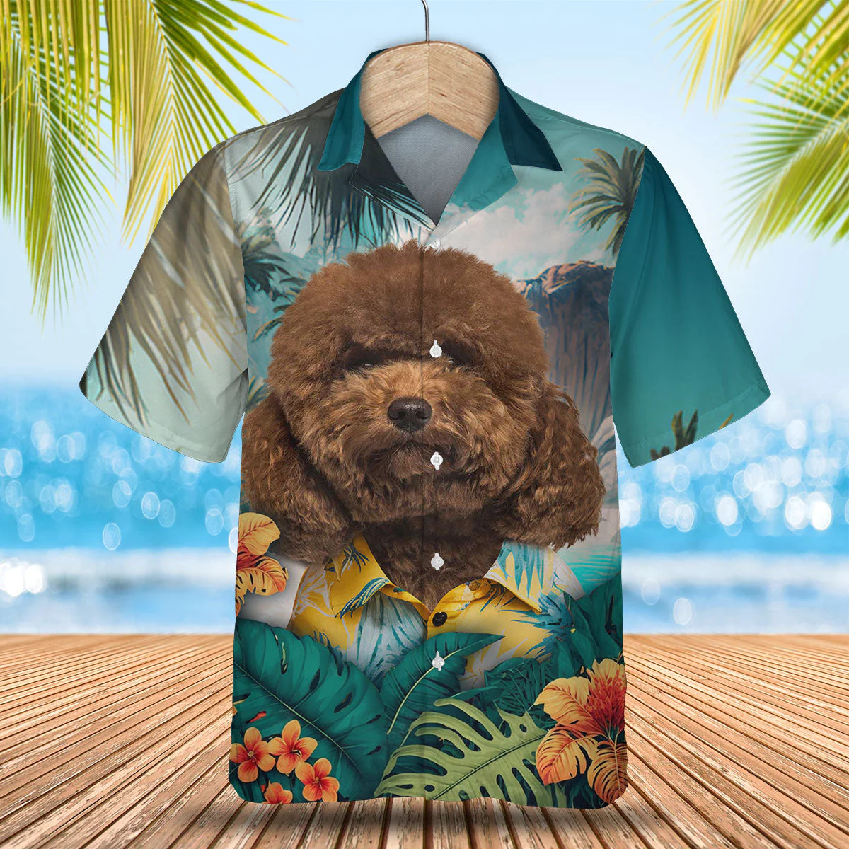 Poodle Elegance Woven Into Vibrant 3D Hawaiian Tropical Shirt Poodle Elegance Woven Into Vibrant 3D Hawaiian Tropical Shirt