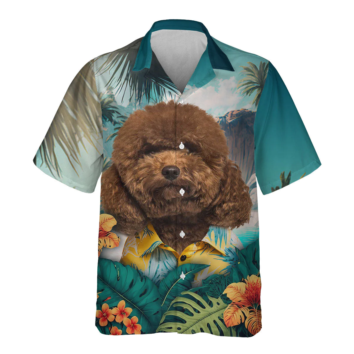 Poodle Elegance Woven Into Vibrant 3D Hawaiian Tropical Shirt