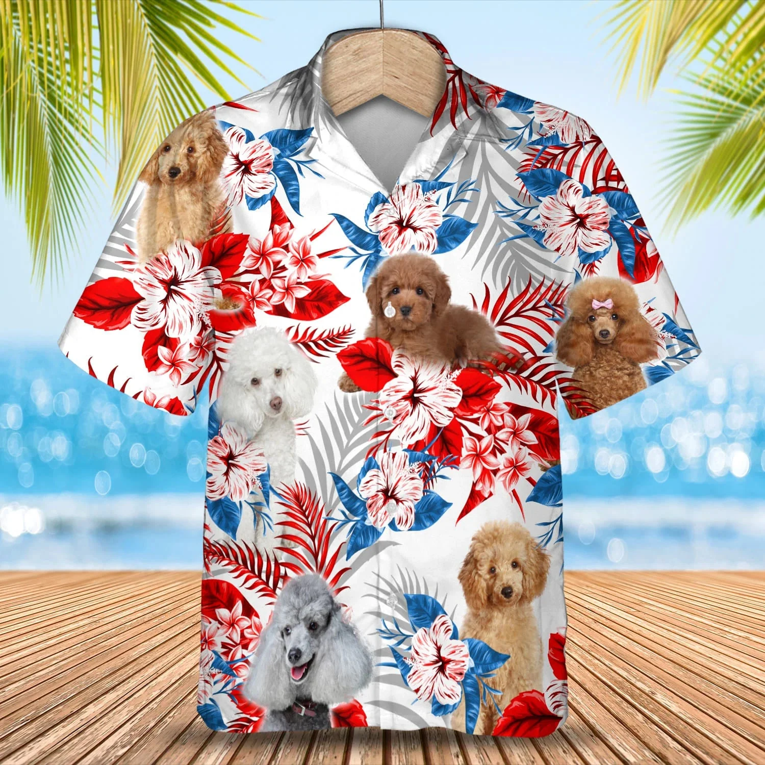 Poodle Flower American Flag Trendy Hawaiian Shirt, Summer Aloha Shirt, Men Trendy Hawaiian Shirt, Gift For Summer Poodle Flower American Flag Trendy Hawaiian Shirt, Summer Aloha Shirt, Men Trendy Hawaiian Shirt, Gift For Summer