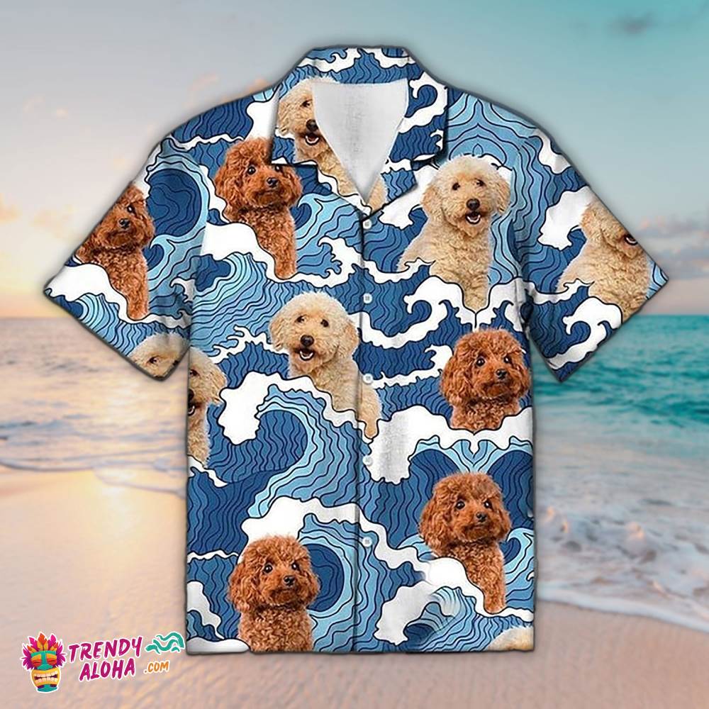 Poodle Hawaiian Shirt Poodle And Wave Hawaiian Aloha Beach Shirt