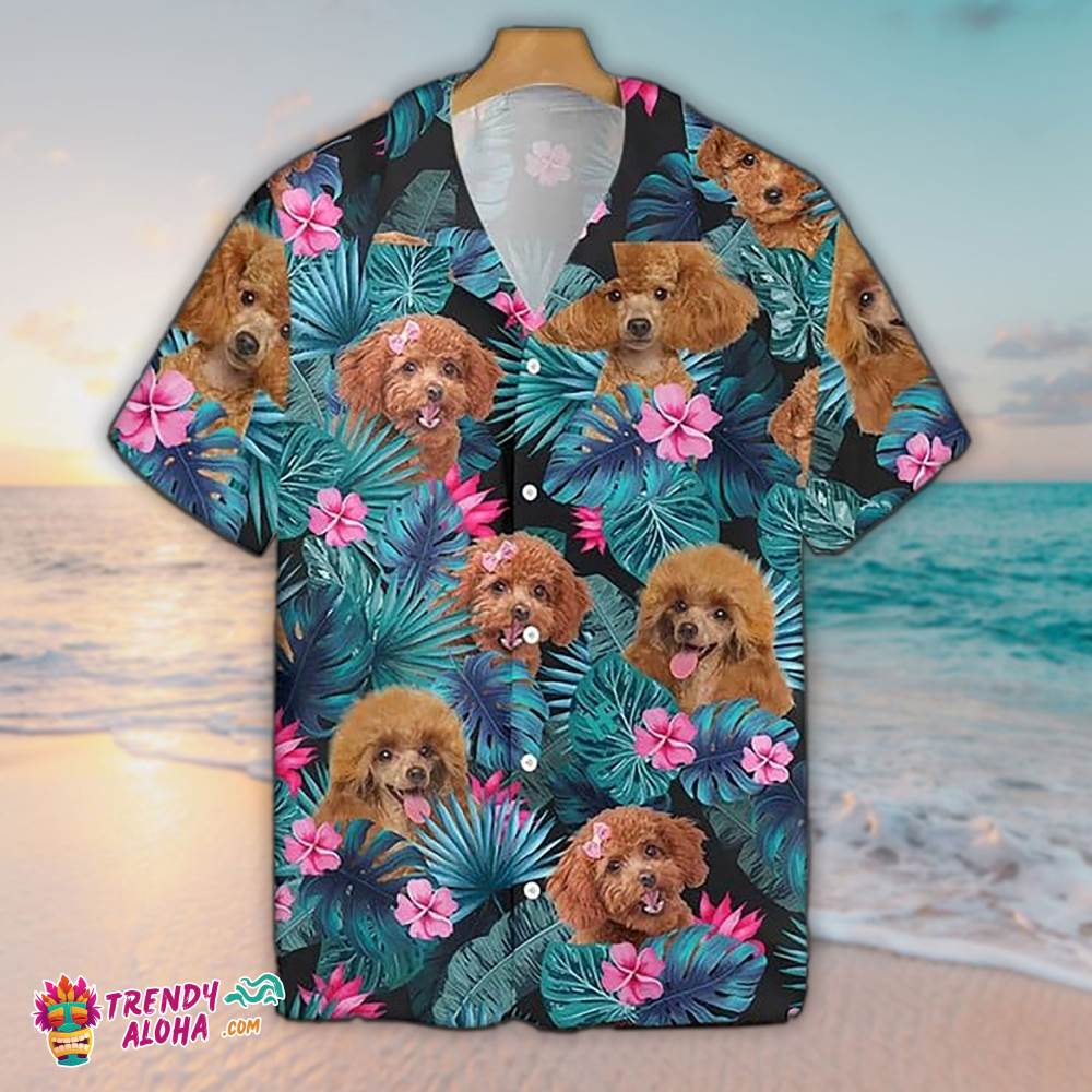 Poodle Hawaiian Shirt Poodle Floral Tropical Hawaiian Aloha Beach Shirt