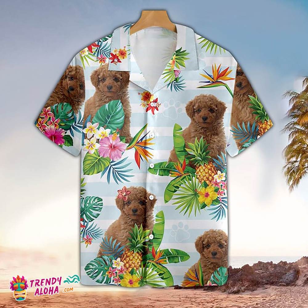 Poodle Hawaiian Shirt Poodle Tropical Floral Hawaiian Aloha Beach Shirt
