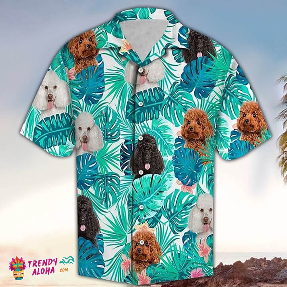 Poodle Hawaiian Shirt Poodle Tropical Green Hawaiian Aloha Beach Shirt