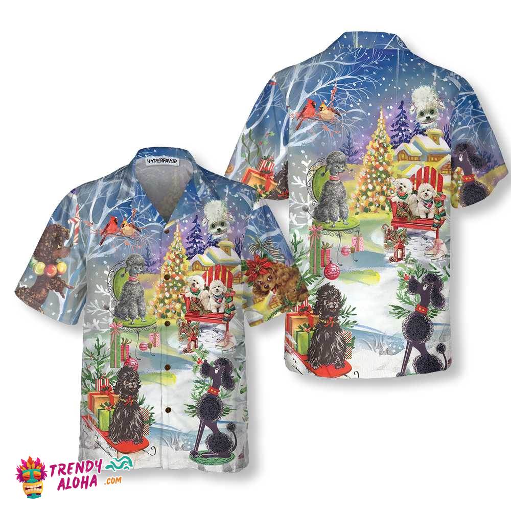 Poodle Through The Snow Hawaiian Shirt, Funny Christmas Shirt For Men & Women, Best Christmas Gift Poodle Through The Snow Hawaiian Shirt, Funny Christmas Shirt For Men & Women, Best Christmas Gift
