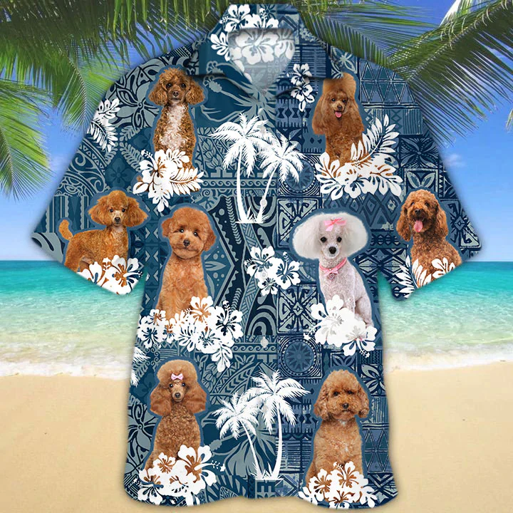 Poodle Trendy Hawaiian Shirt, Beach Floral Dog Short Sleeve Hawaiian Aloha Shirt, Summer Trendy Hawaiian Shirt For Men, Women Poodle Trendy Hawaiian Shirt, Beach Floral Dog Short Sleeve Hawaiian Aloha Shirt, Summer Trendy Hawaiian Shirt For Men, Women