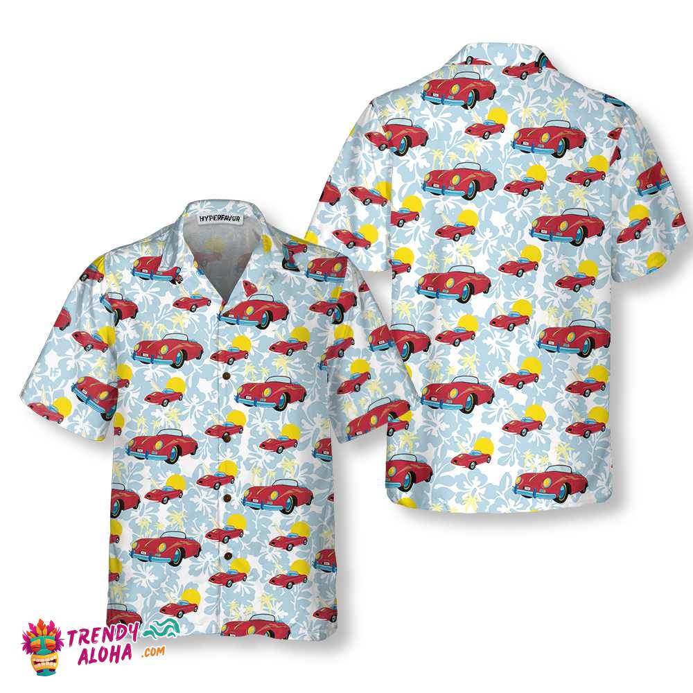 Porsche 356 Tropical Floral Hawaiian Shirt Porsche 356 Tropical Floral Hawaiian Shirt