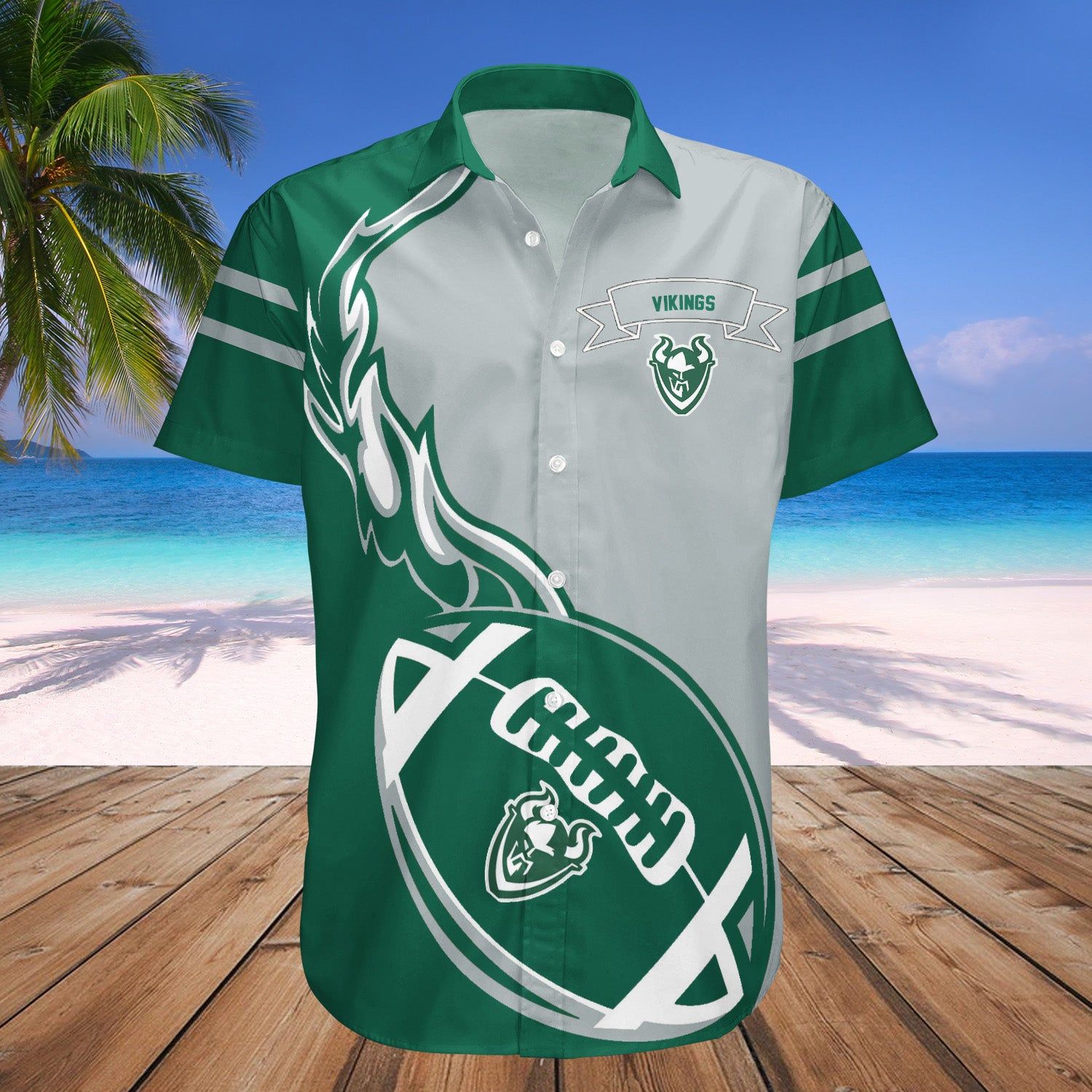 Portland State Vikings Hawaii Shirt Flame Ball – NCAA