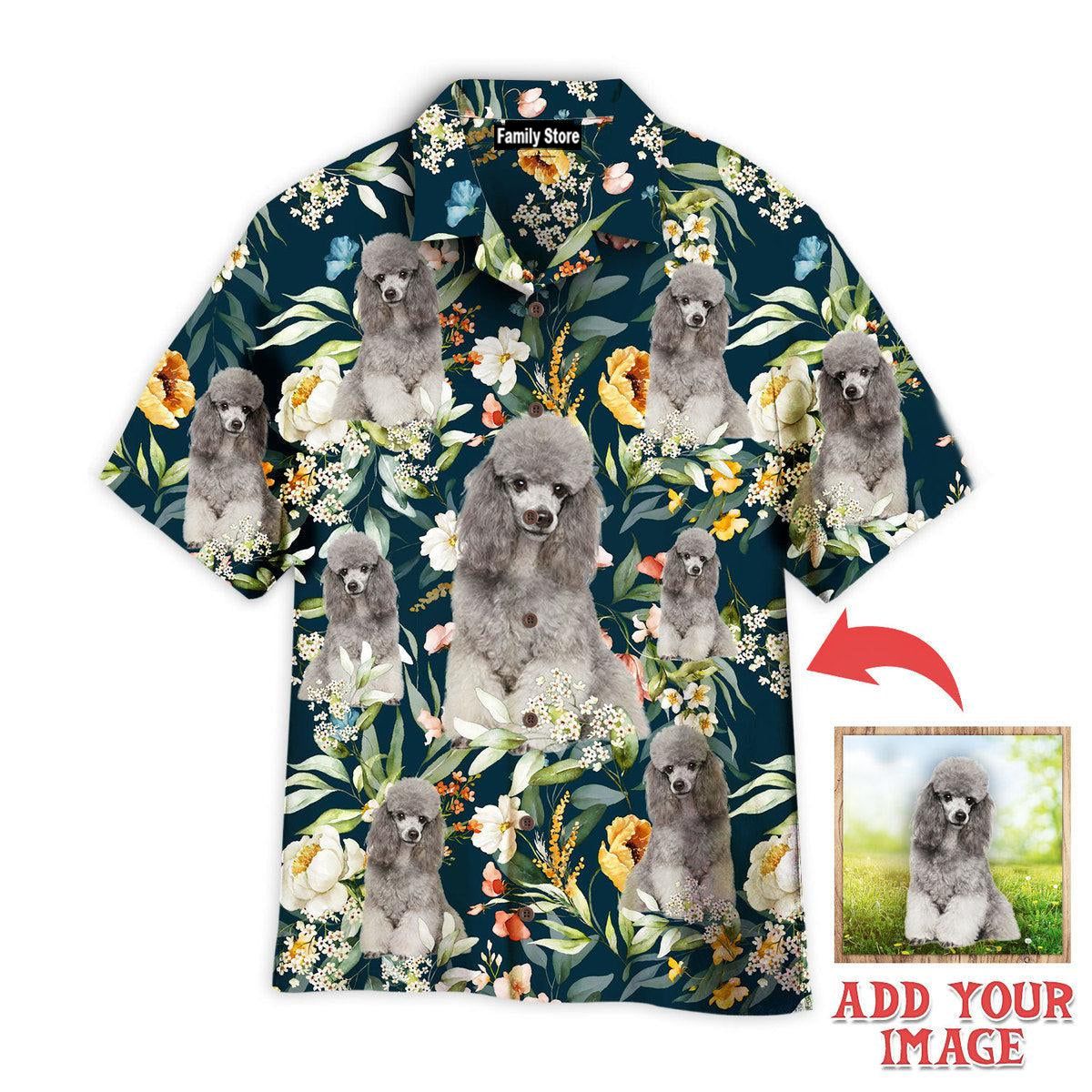 Portrait Of Gray Poodle On Floral Flowers Custom Hawaiian Shirt