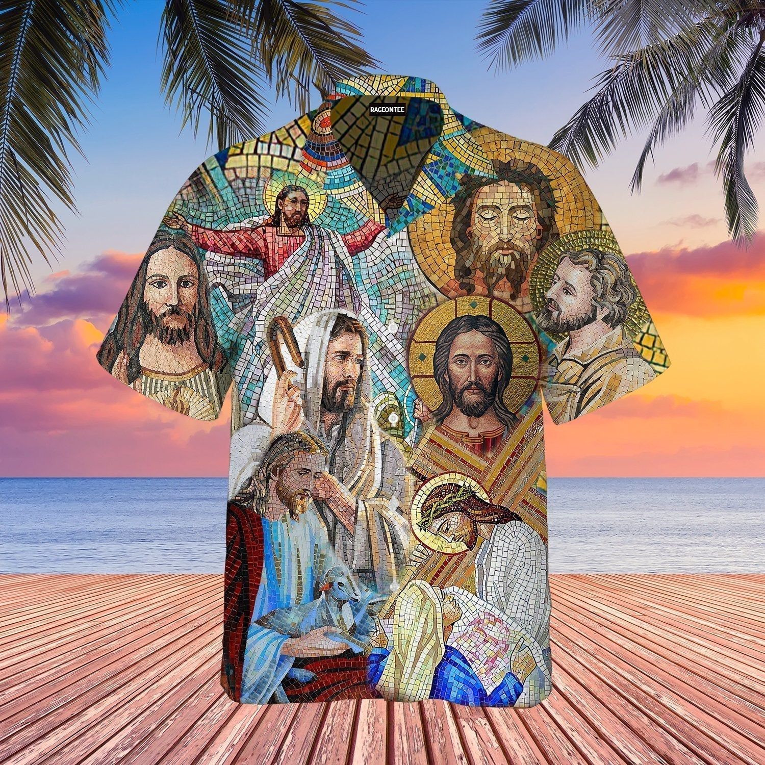Portrait Of Jesus Stained Glass Aloha Hawaiian Shirts For Men And Women |
