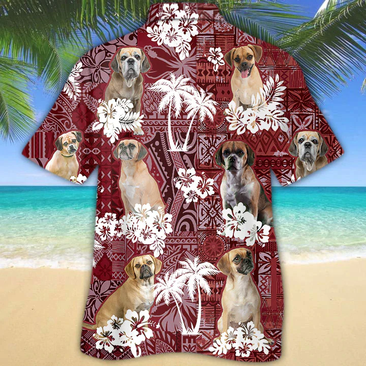 Portuguese Water Dog Red Trendy Hawaiian Shirt, Gift For Dog Lover Shirts, Men’s Trendy Hawaiian Shirt, Summer Hawaiian Aloha Shirt