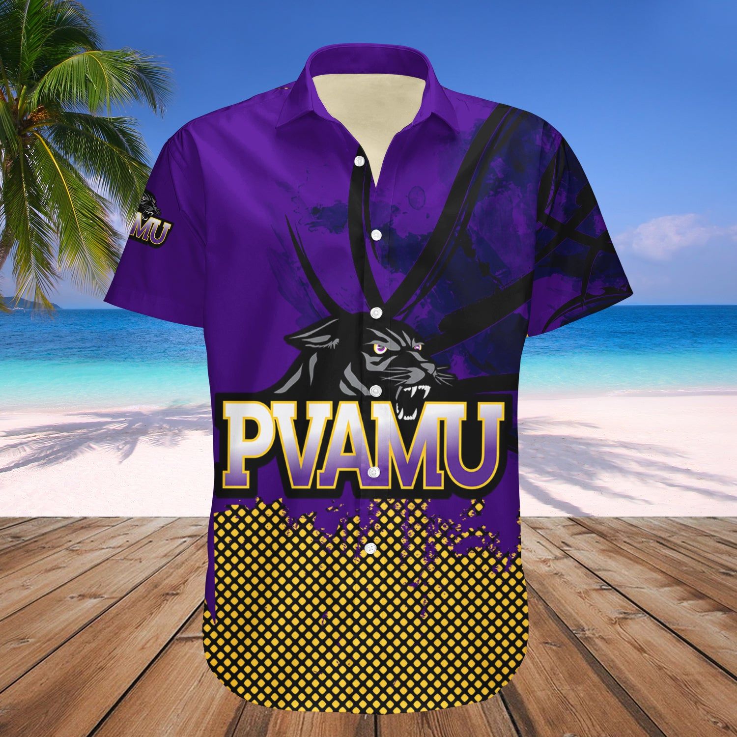Prairie View A&M Panthers Hawaii Shirt Basketball Net Grunge Pattern – NCAA