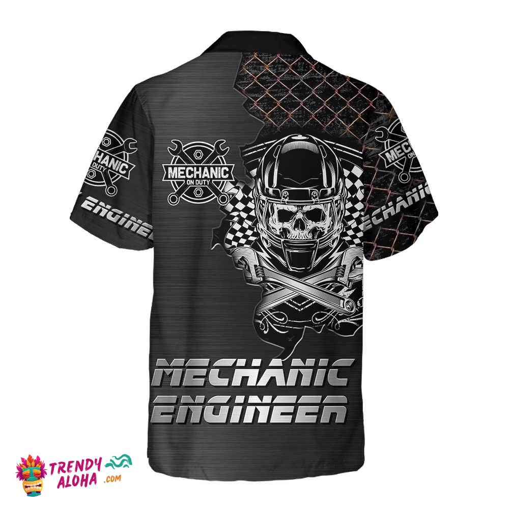 Premium Mechanic Hawaiian Shirt, Cool Skull Mechanic Shirt For Men, Best Gift For Mechanic