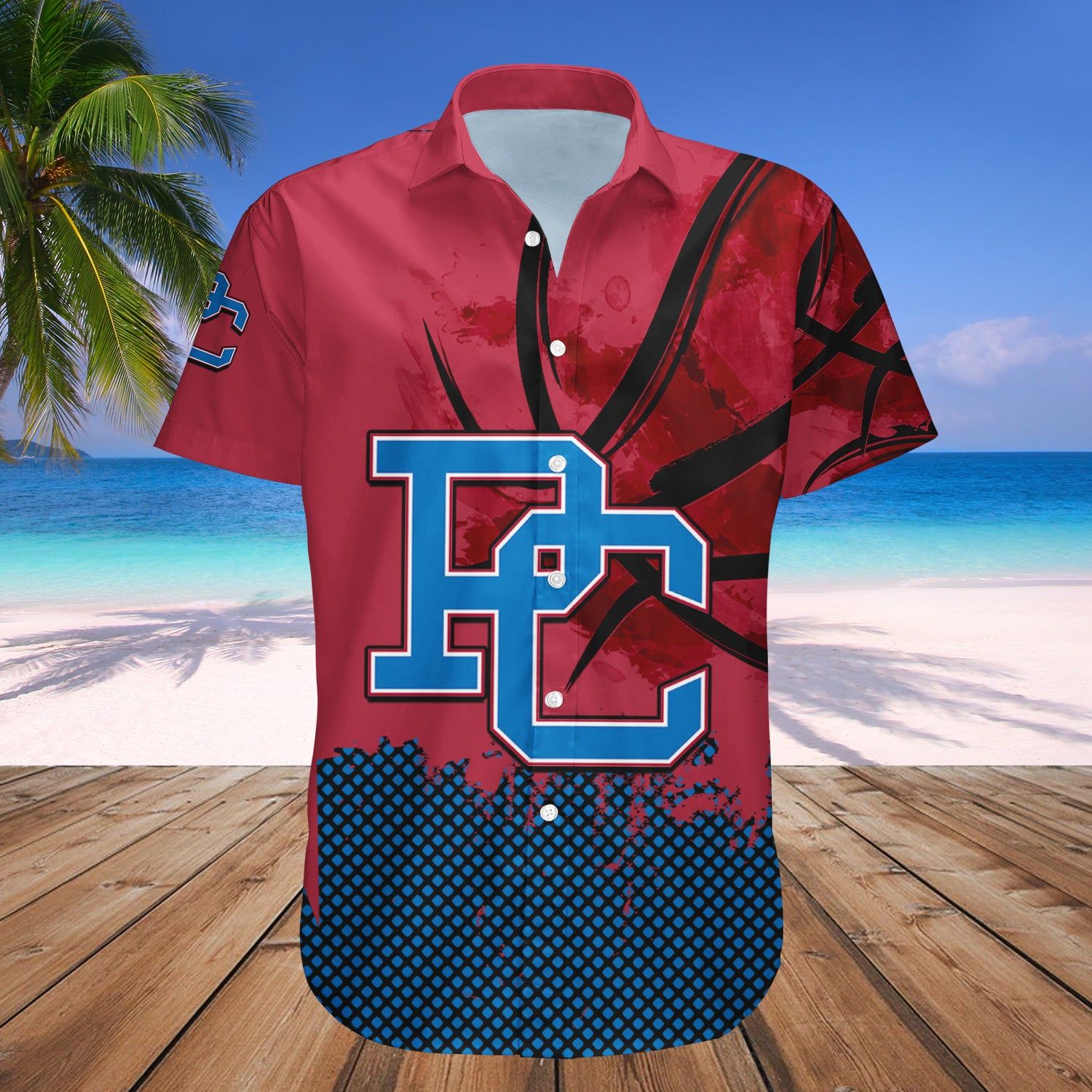 Presbyterian Blue Hose Hawaii Shirt Basketball Net Grunge Pattern – NCAA