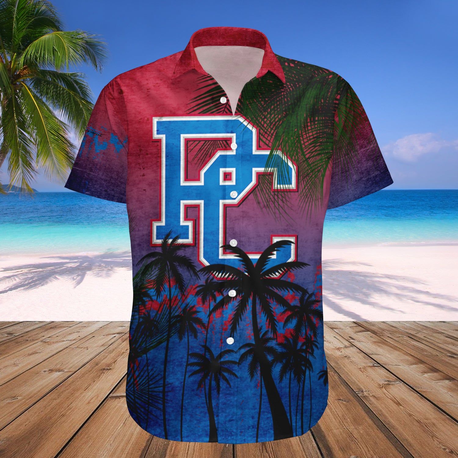 Presbyterian Blue Hose Hawaii Shirt Coconut Tree Tropical Grunge – NCAA