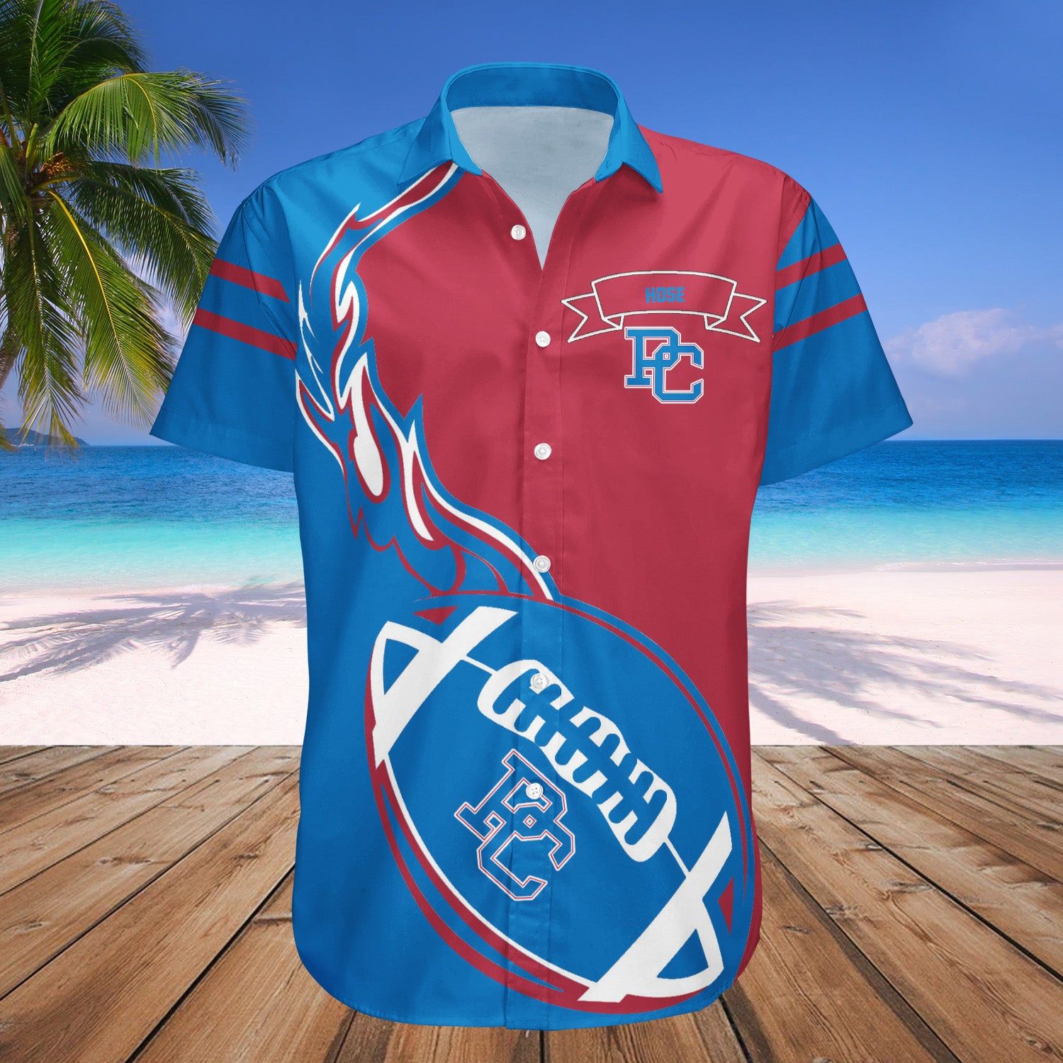 Presbyterian Blue Hose Hawaii Shirt Flame Ball – NCAA