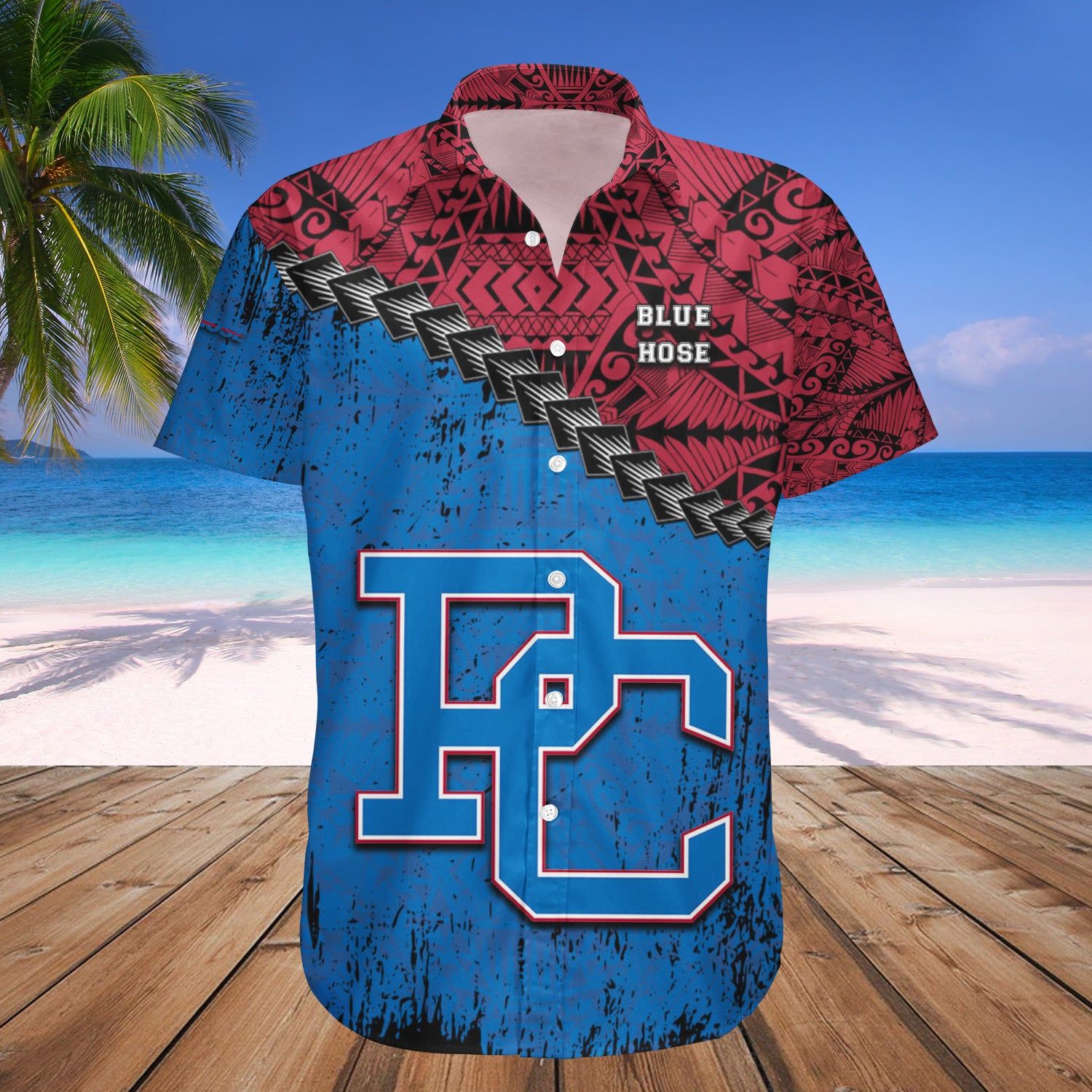Presbyterian Blue Hose Hawaii Shirt Grunge Polynesian Tattoo – NCAA