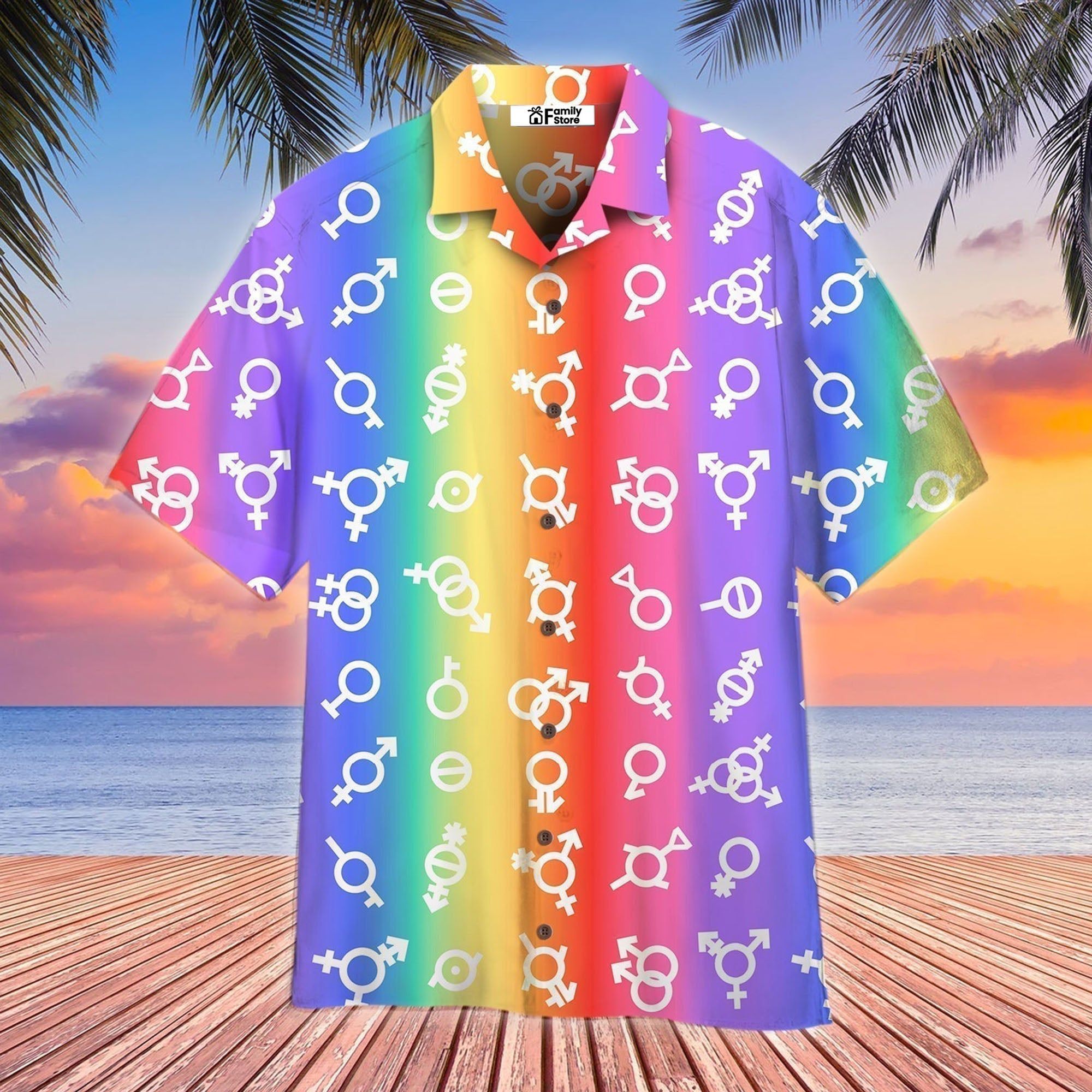 Pride Flag Lgbt Gender Aloha Hawaiian Shirts For Men & For Women |