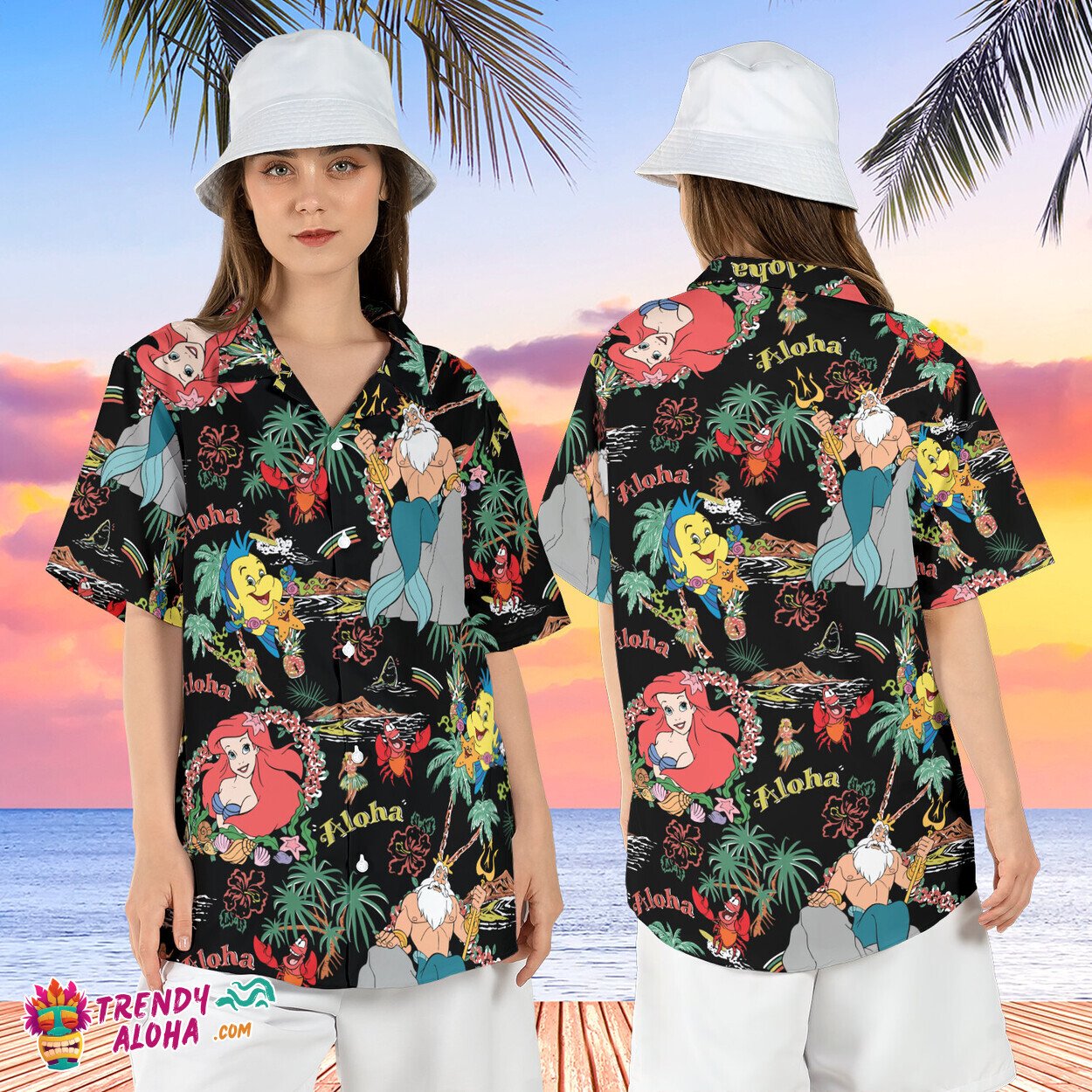 Princess Ariel Little Mermaid Tropical Beach Disney Aloha Shirt