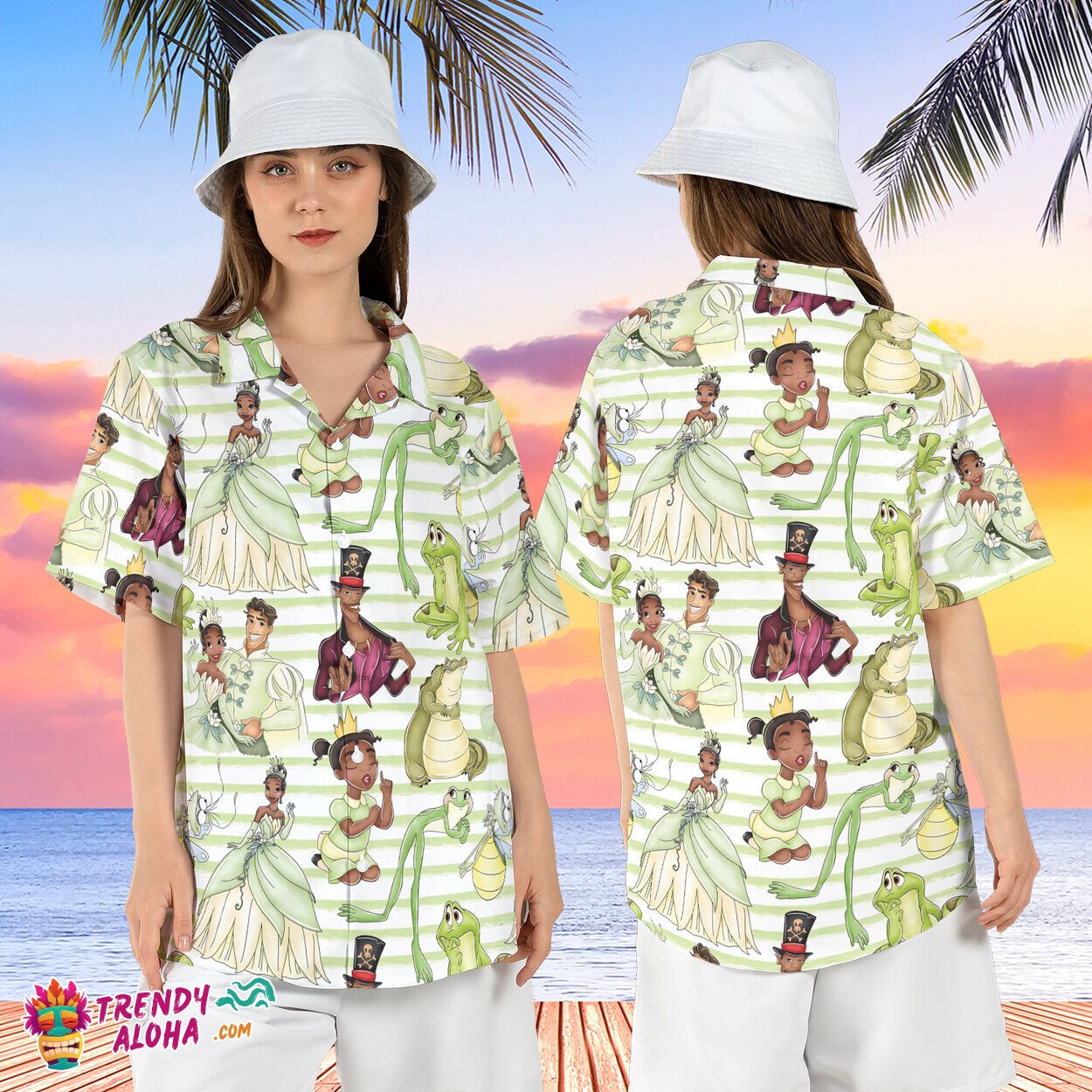 Princess Frog Tiana Disneyworld Summer Aloha Hawaiian Shirt Top