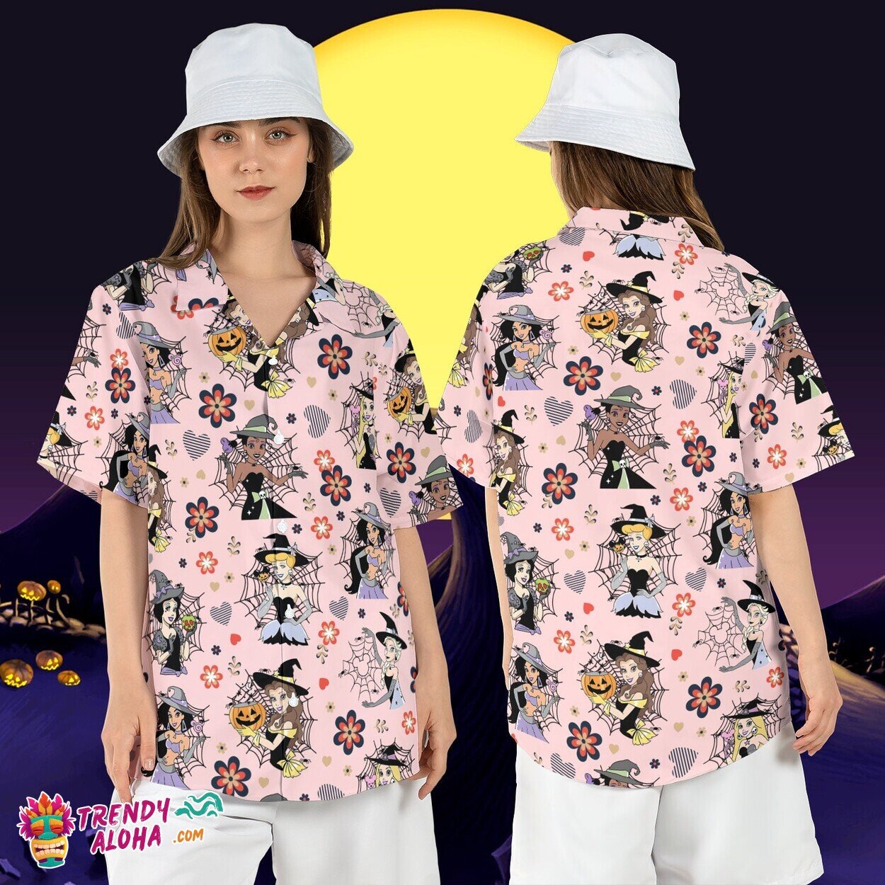 Princess Witch Halloween Spooky Disneyworld Party Aloha Shirt