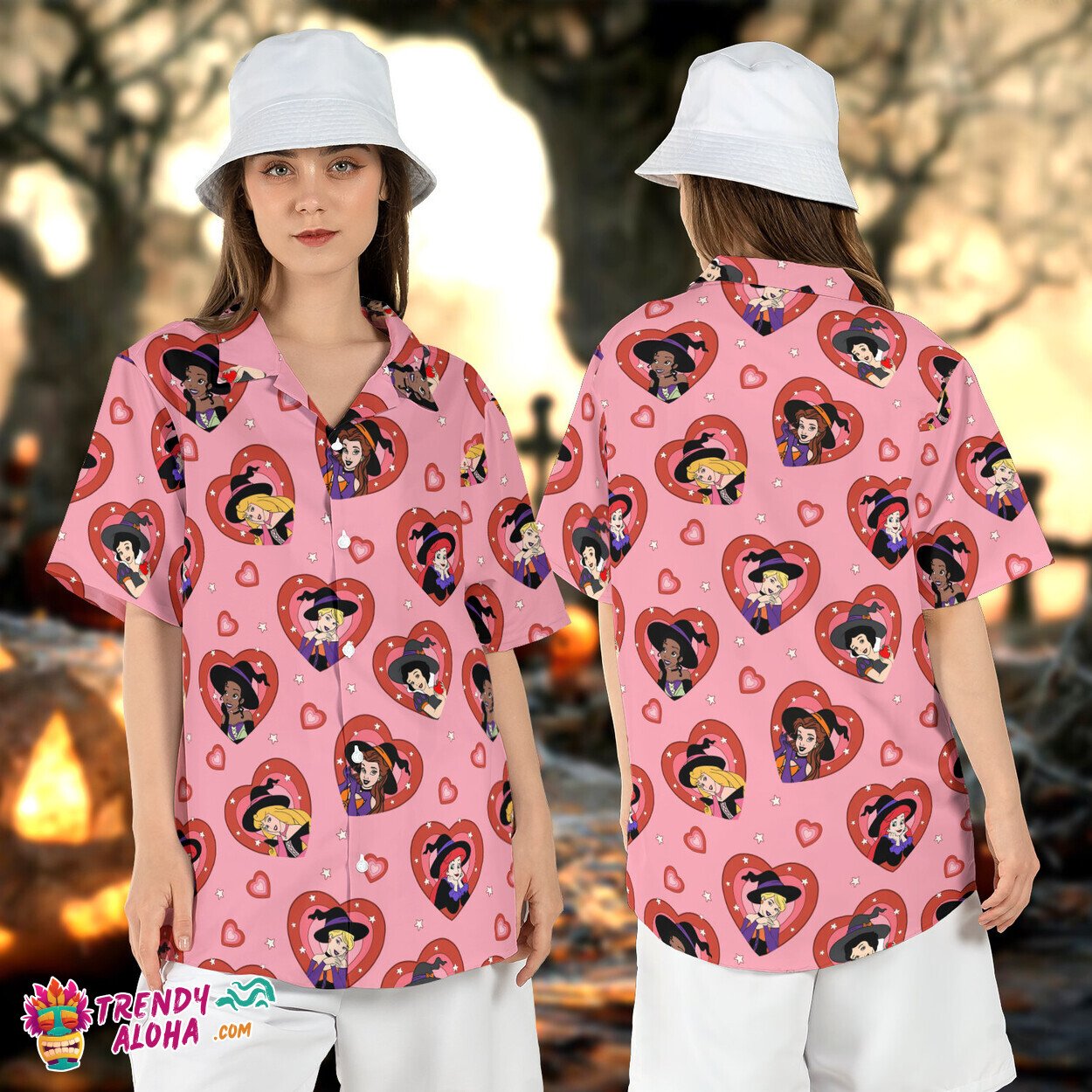 Princess Witches Halloween Disneyland Hearts Beach Aloha Tee
