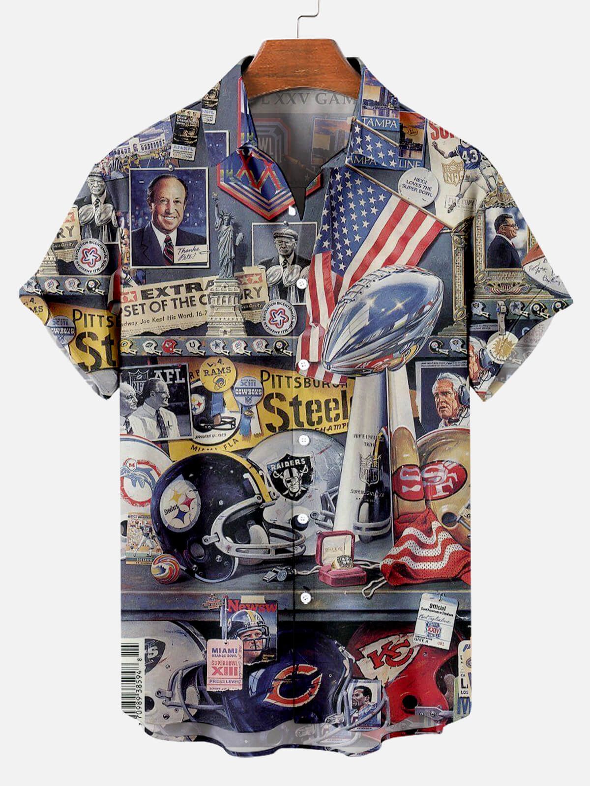 Printed Cartoon Men’s Short Hawaiian Shirt