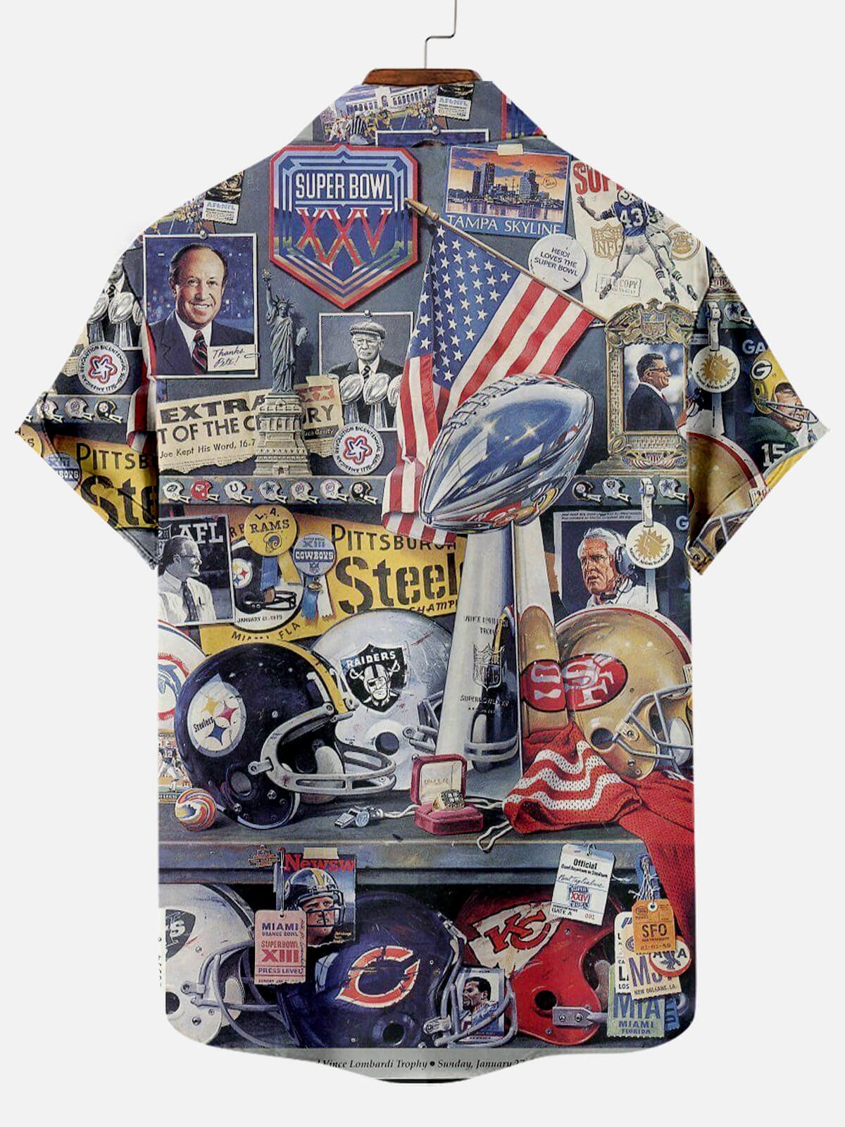 Printed Cartoon Men’s Short Hawaiian Shirt