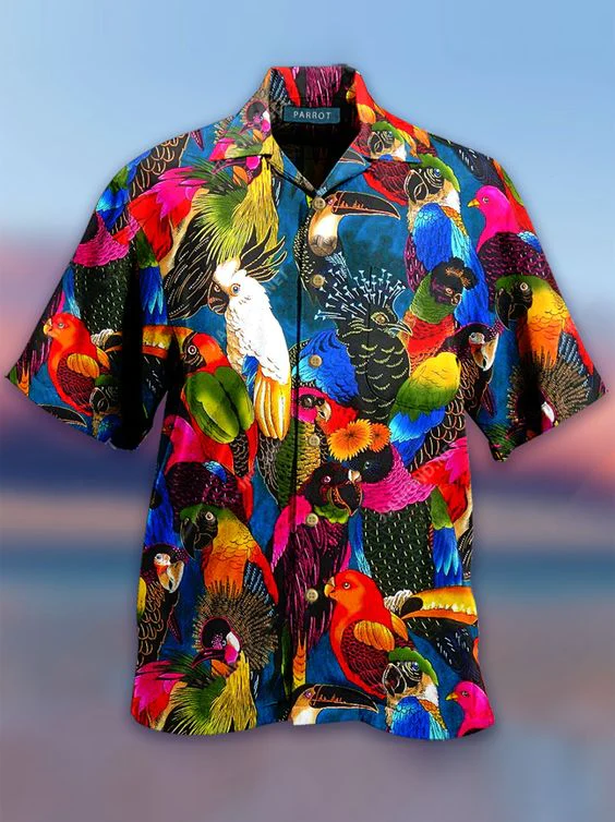 Printed Casual Leaves Mens Floral Hawaiian Shirt