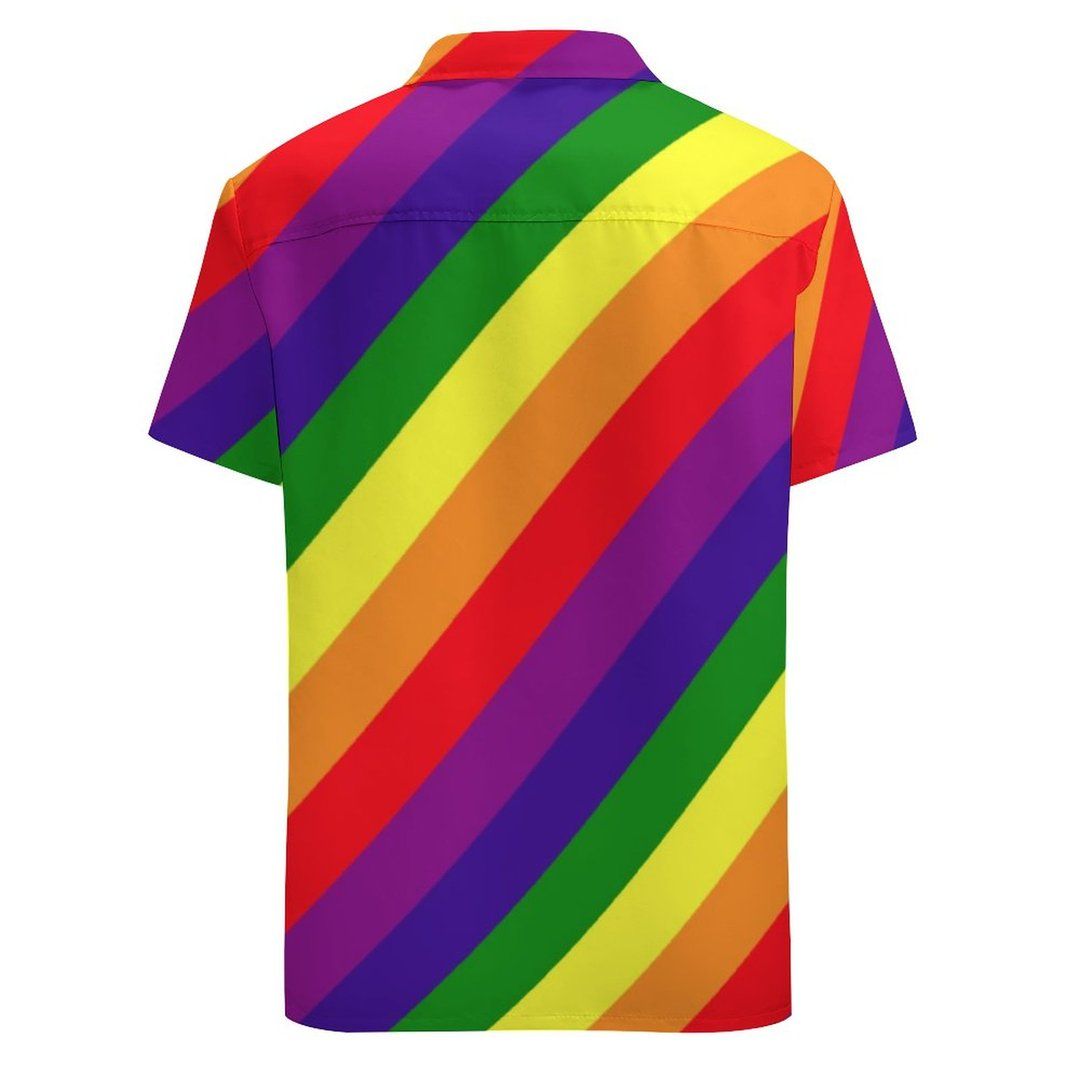 Products Gay Pride Lgbtq Rainbow Colors Striped Hawaiian Vintage Shirt