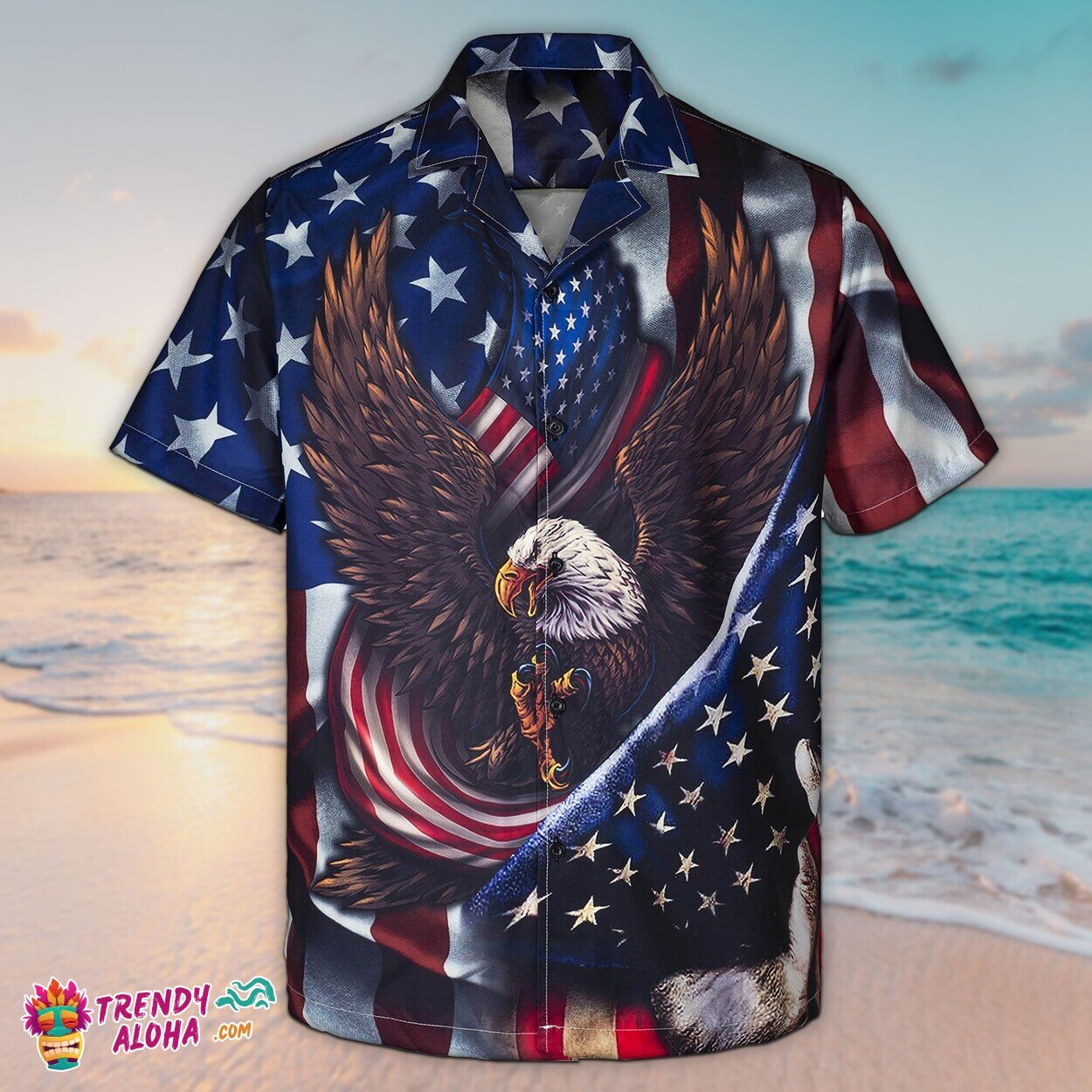 Proud American Eagle 3D Custom Men’s Hawaiian Flag Short Sleeve Top